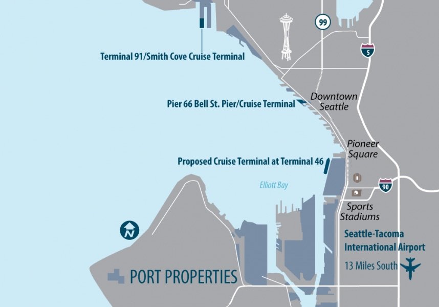 cruise ship port seattle map